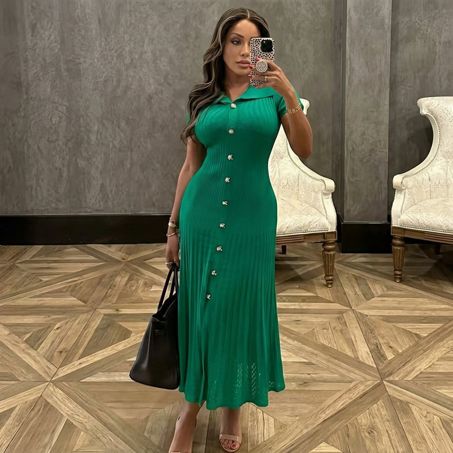 Hettie - Vintage Knit Maxi Shirt Dress