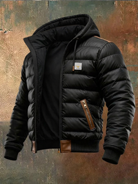 Giles – Padded Jacket with Leather Trim