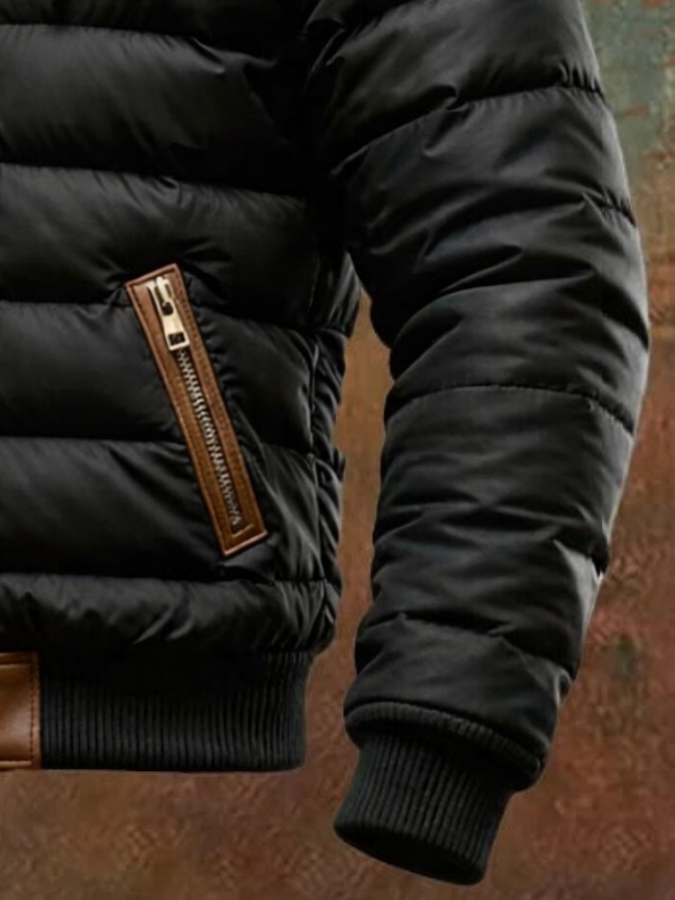 Giles – Padded Jacket with Leather Trim
