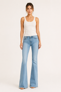 Anika High-Waisted Frayed Flare Jeans