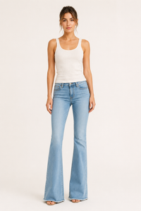 Anika High-Waisted Frayed Flare Jeans