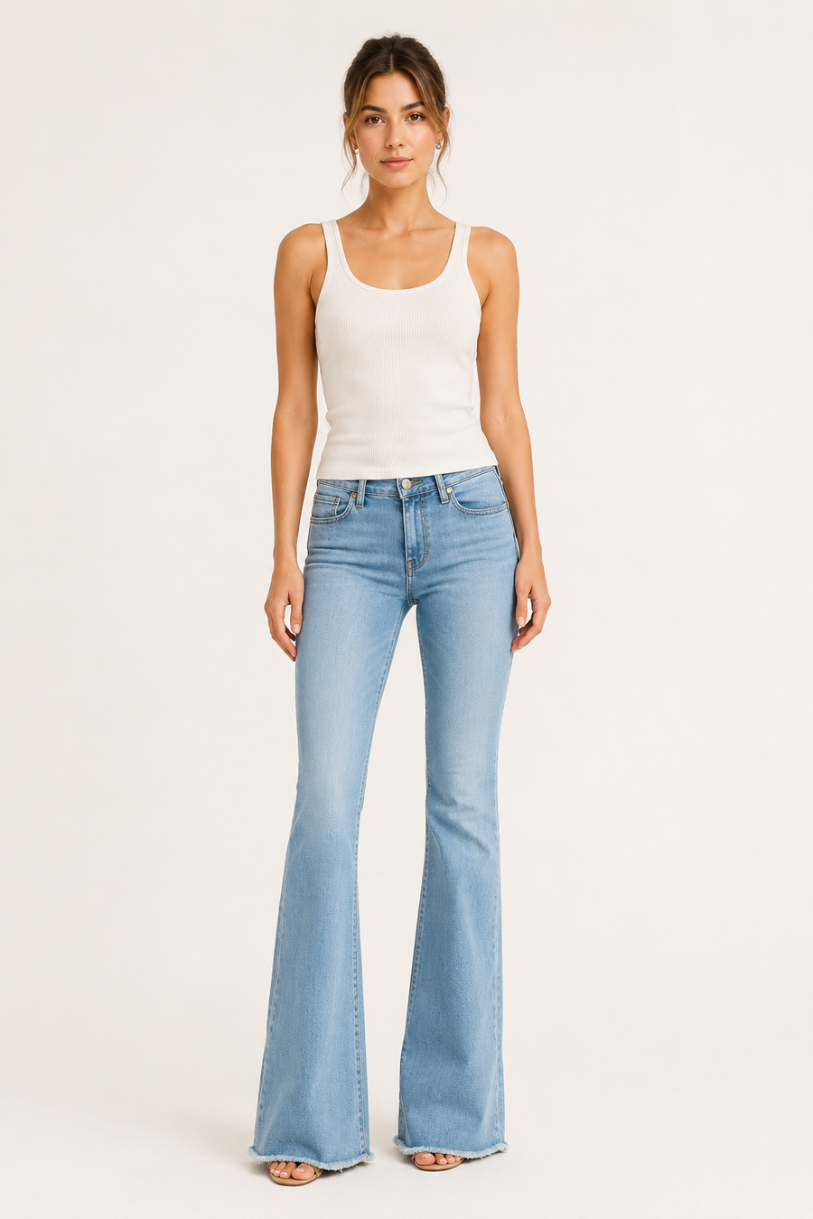 Anika High-Waisted Frayed Flare Jeans