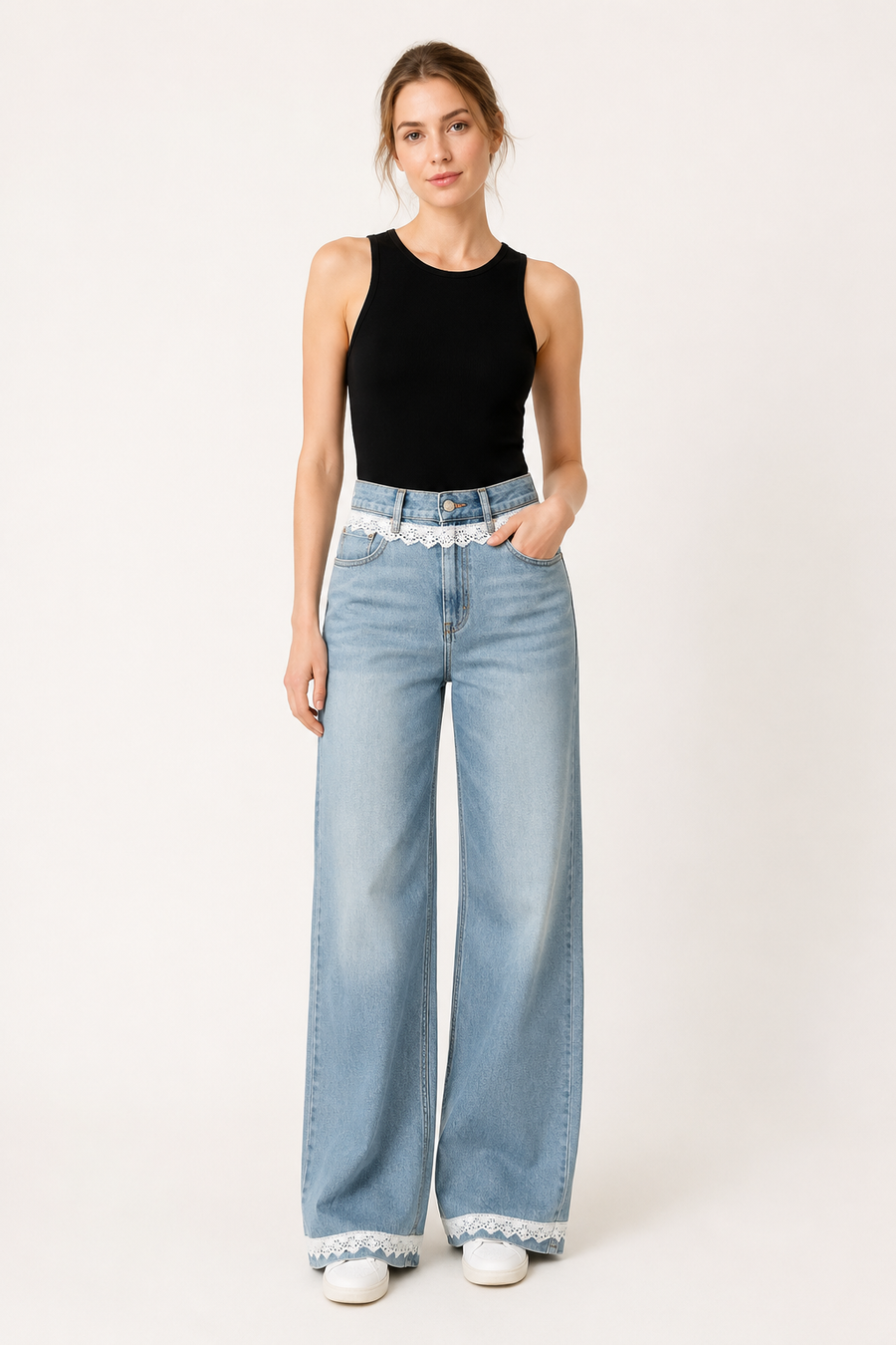 Irma Wide-Leg Lace Jeans