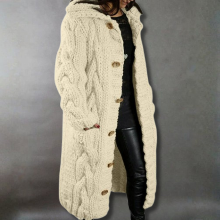 Karina | Elegant Cosy Coat With Tummy Coverage Beige