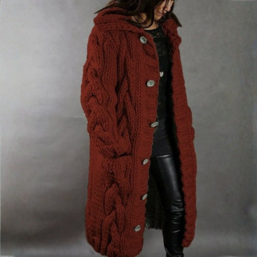 Karina | Elegant Cosy Coat With Tummy Coverage Red