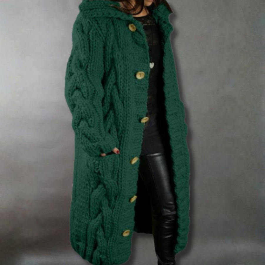 Karina | Elegant Cosy Coat With Tummy Coverage Green