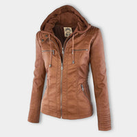 Hooded Faux Leather Jacket