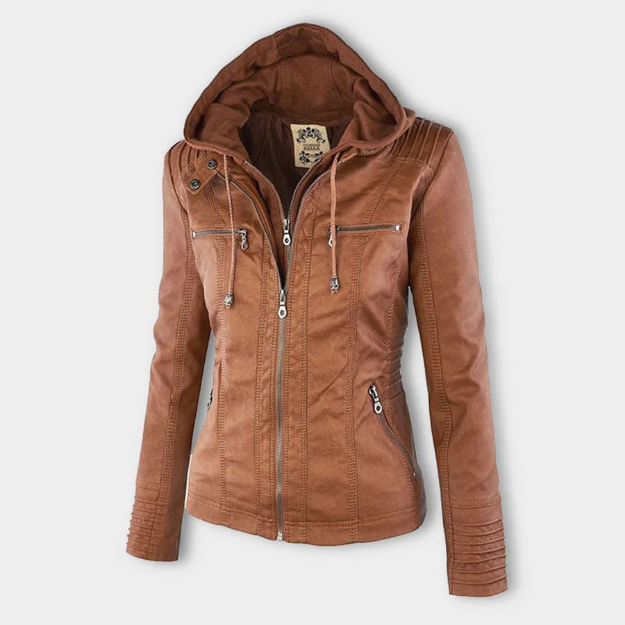 Hooded Faux Leather Jacket