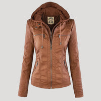 Hooded Faux Leather Jacket