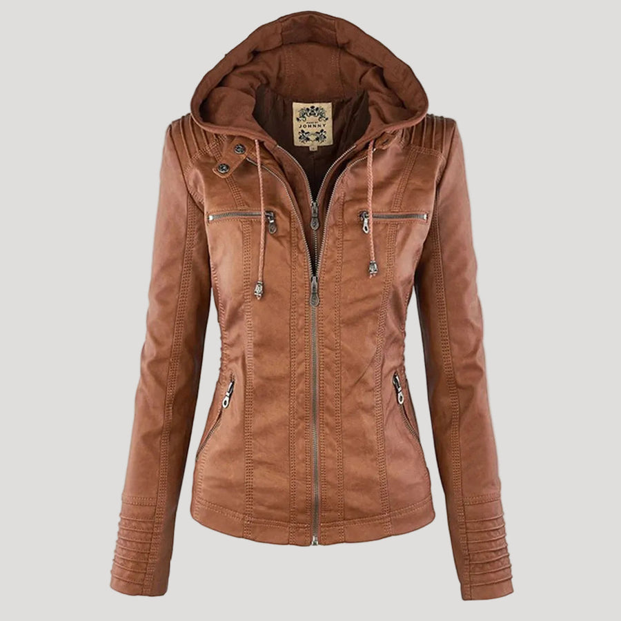 Hooded Faux Leather Jacket
