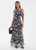 Flirtini One Shoulder Maxi Dress - Blue Leaf