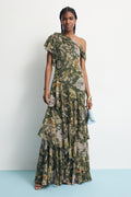 Kanerite Asymmetric Floral Gown
