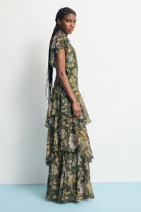 Kanerite Asymmetric Floral Gown