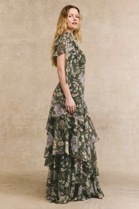 Kanerite Asymmetric Floral Gown