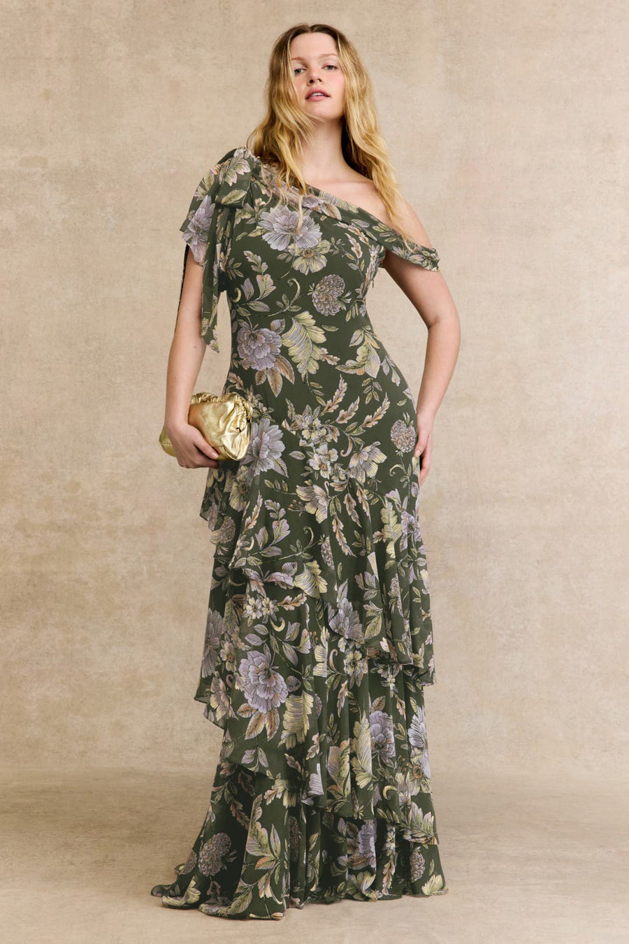Kanerite Asymmetric Floral Gown