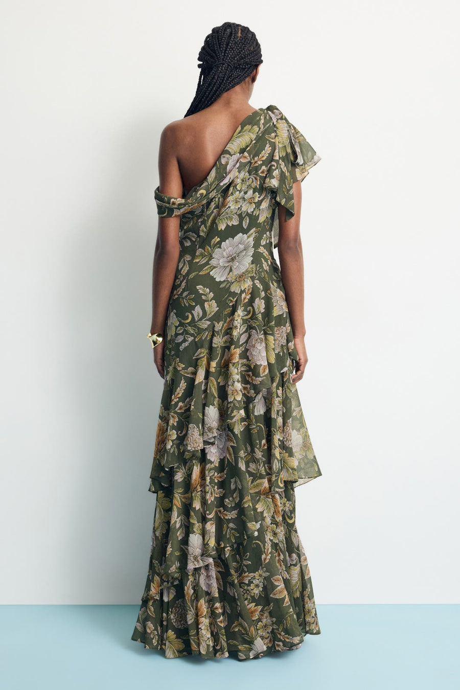 Kanerite Asymmetric Floral Gown