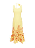Emily Appliqué Midi Dress - Sorbet Yellow