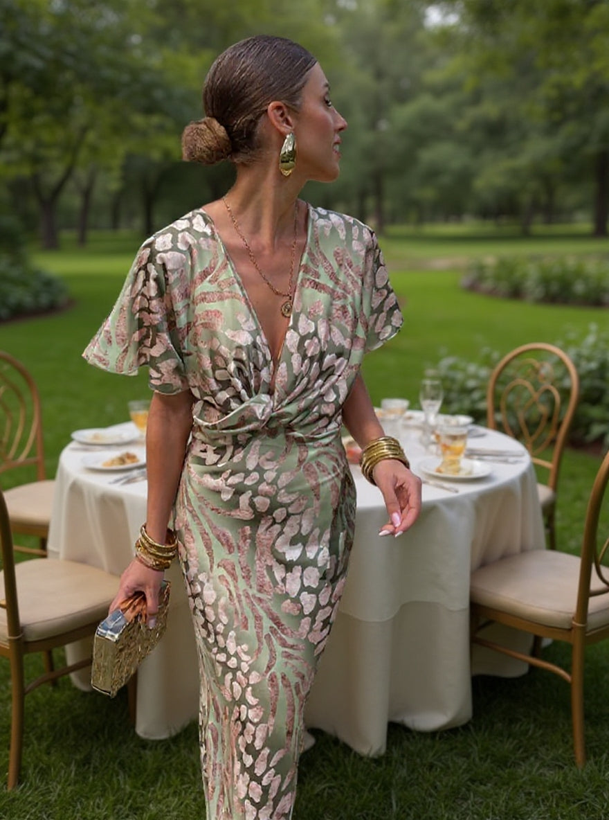 Clara - Copper Midi Dress with Twist Knot