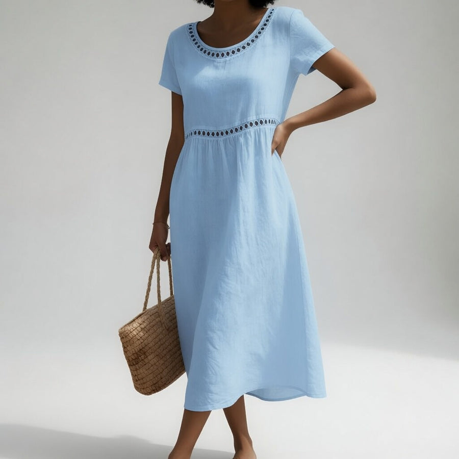 Heidi – Embroidered Linen Blend Dress