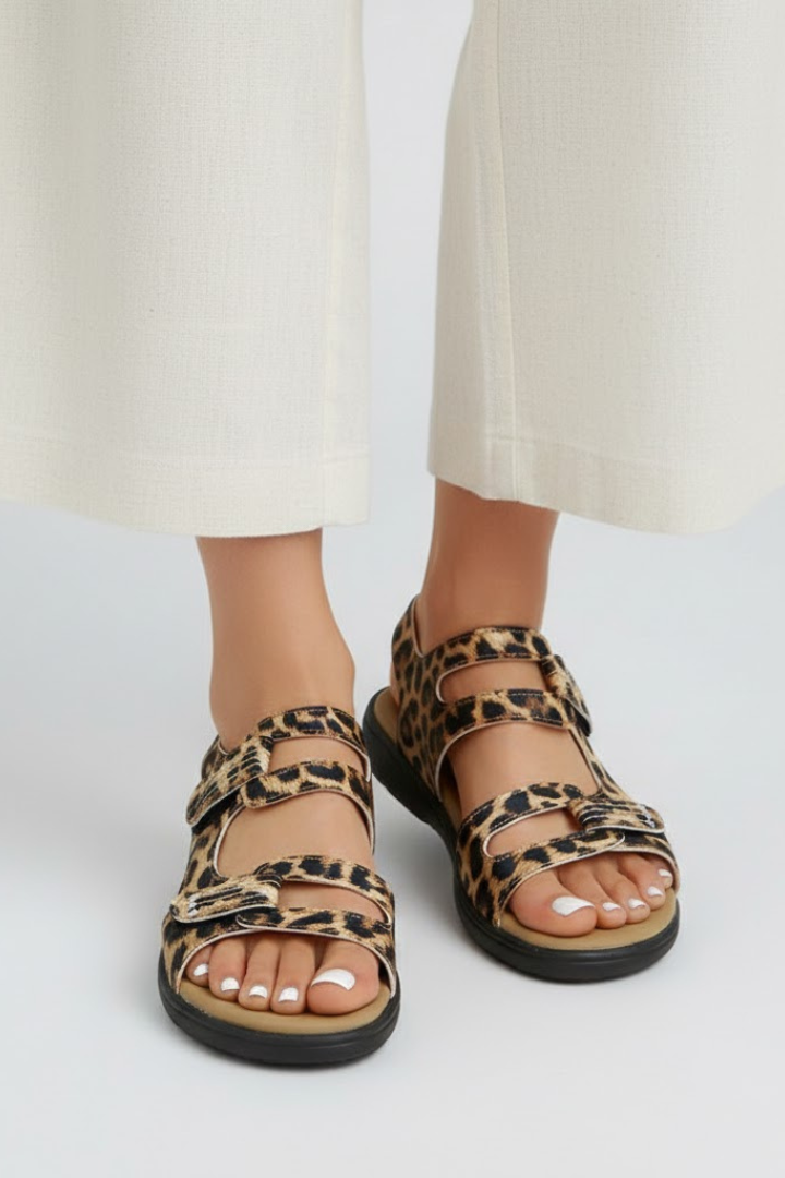 Blair | Womens Heeled Sandals Multi Strap Toe Leopard
