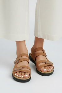 Blair | Womens Heeled Sandals Multi Strap Toe Brown