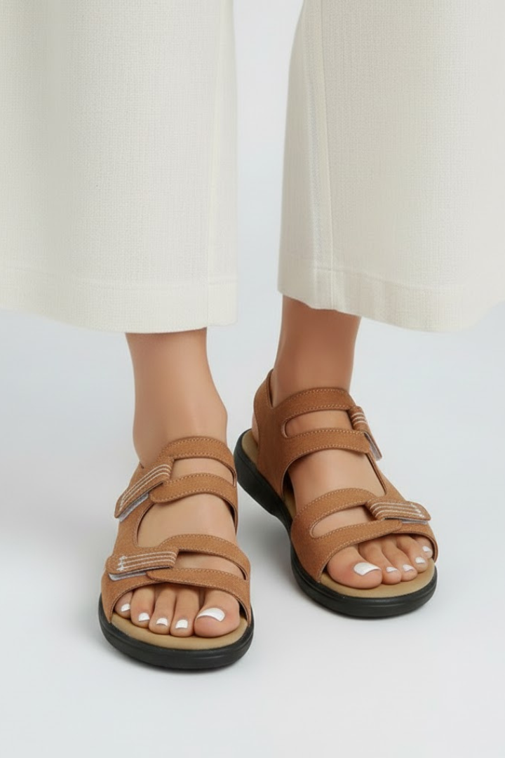 Blair | Womens Heeled Sandals Multi Strap Toe Brown