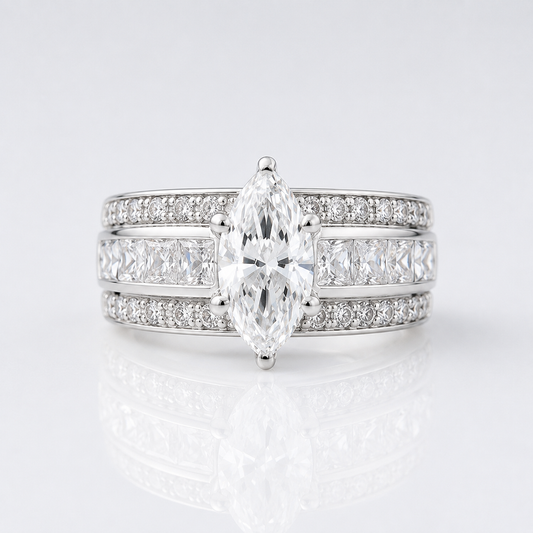 MARQUISE CRYSTAL WIDE BAND RING
