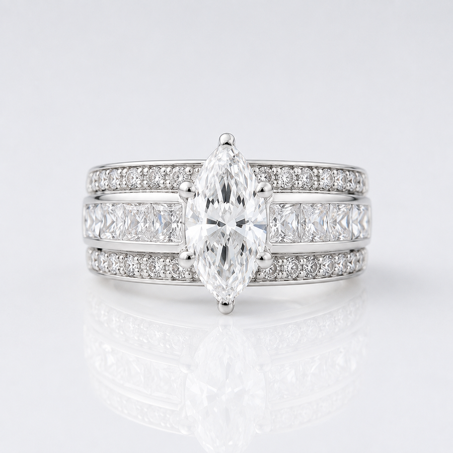 MARQUISE CRYSTAL WIDE BAND RING