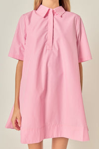 A-line Short Sleeve Shirt Dress