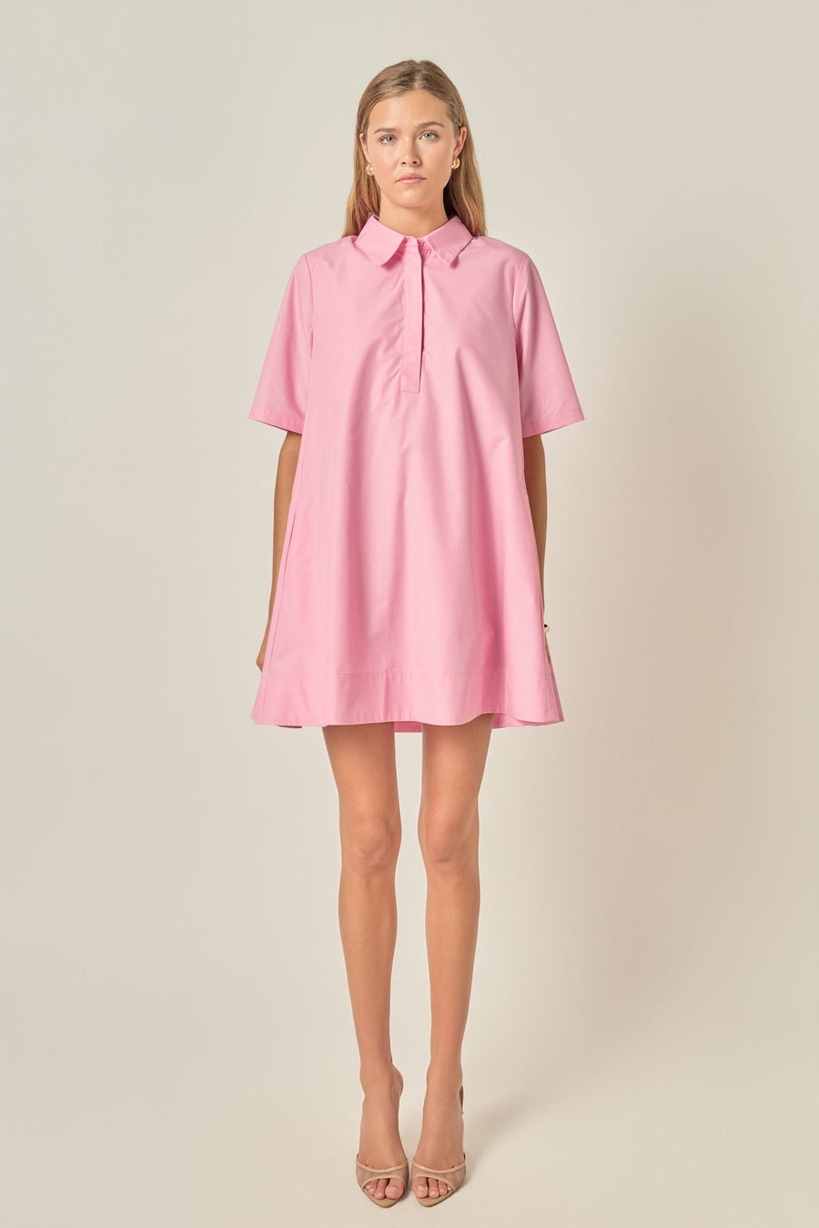 A-line Short Sleeve Shirt Dress