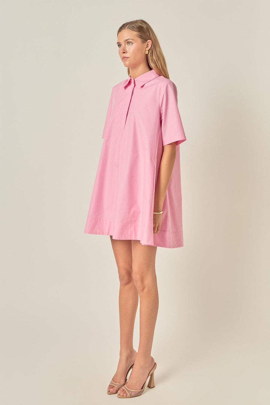 A-line Short Sleeve Shirt Dress