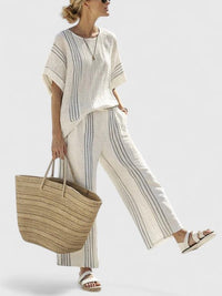 Rosavina | Comfortable Two-Piece Set Blue Stripe