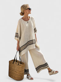 Rosavina | Comfortable Two-Piece Set Black Stripe