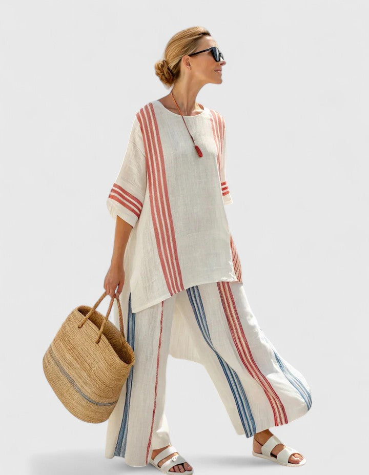 Rosavina | Comfortable Two-Piece Set Red Stripe