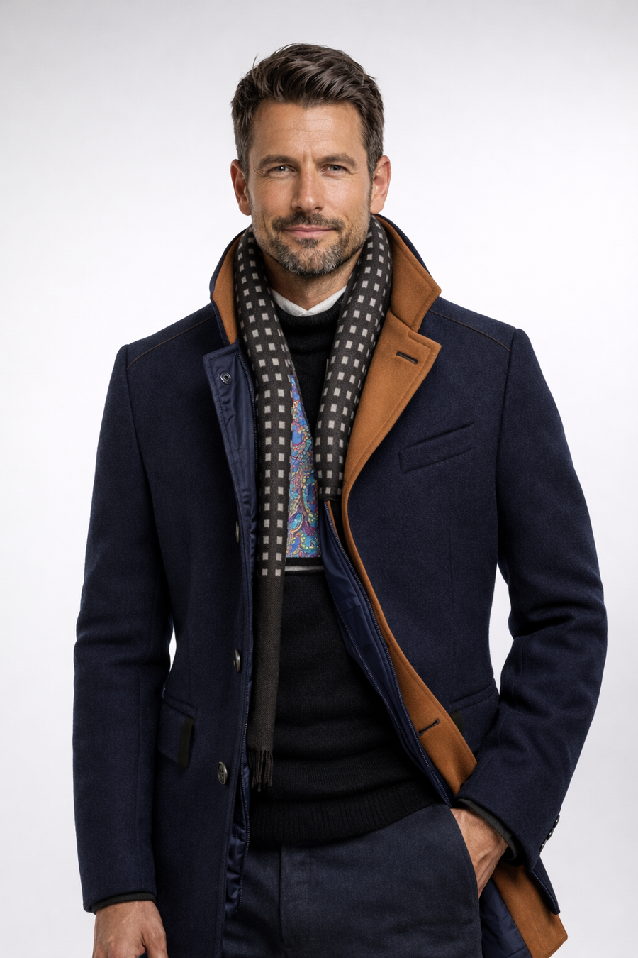 Jonah - Wool Blend Overcoat with Stand Collar