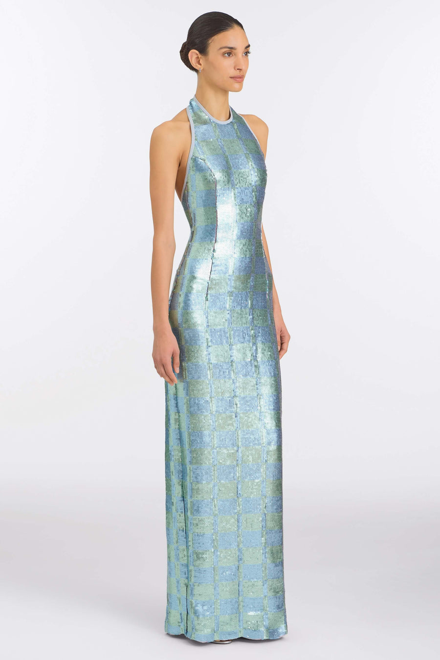 Nerine Gingham Sequin Gown