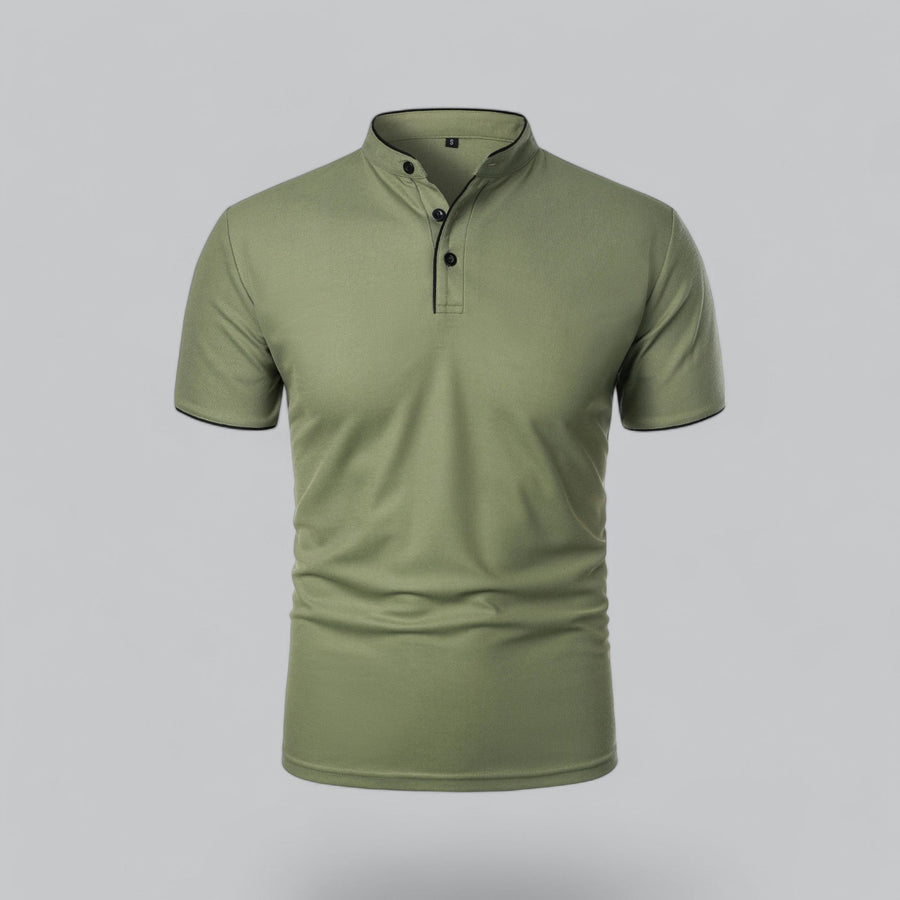 Alastair - Collarless Polo Shirt