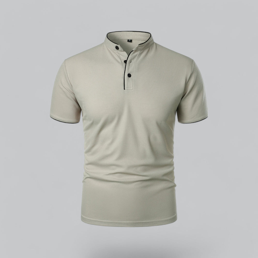 Alastair - Collarless Polo Shirt