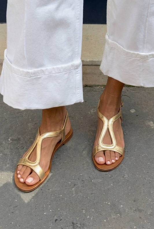 Fabienne – Metallic Cut-Out Slingback Sandals