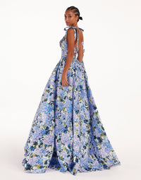 Blue Hydrangea strapped maxi dress