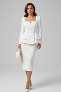 Kylie | Womens Square Neck Blazer and Skirt Suit