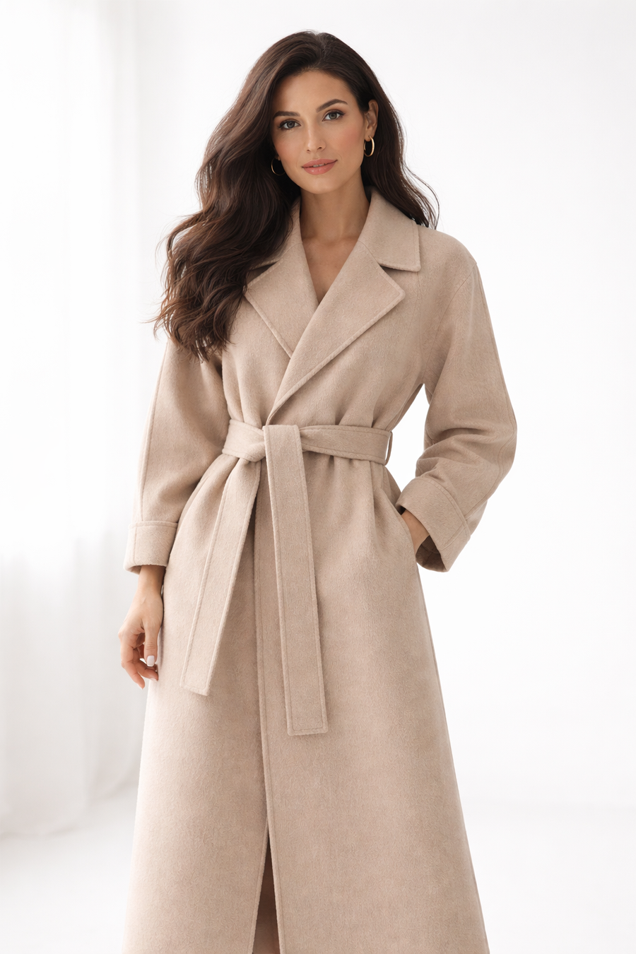 Hayley - Elegant Belted Long Coat