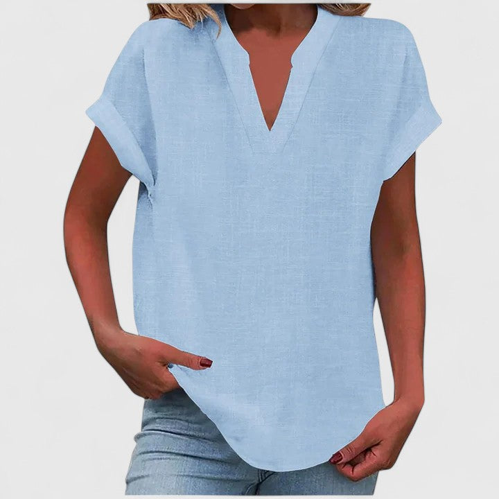 Xavinah | Comfortable V-Neck Blouse Sky Blue