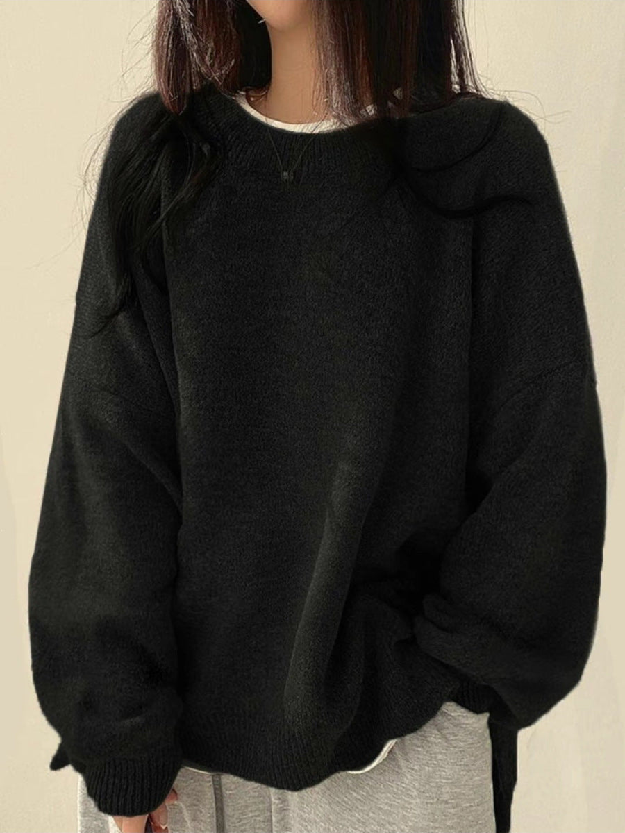 Edwina - Drop Shoulder Split Hem Sweater