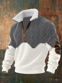 Shirt With Raised Collar And Lining Gray and Beige