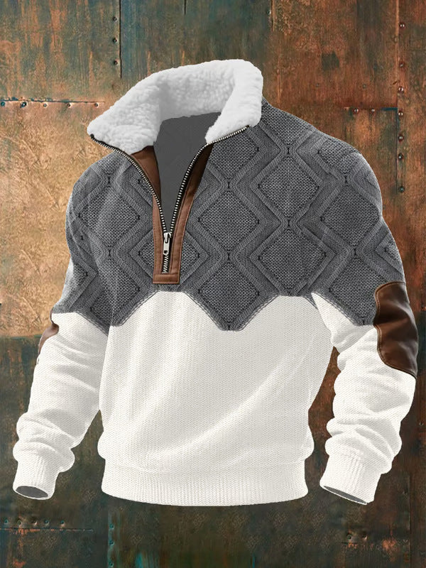 Shirt With Raised Collar And Lining Gray and Beige
