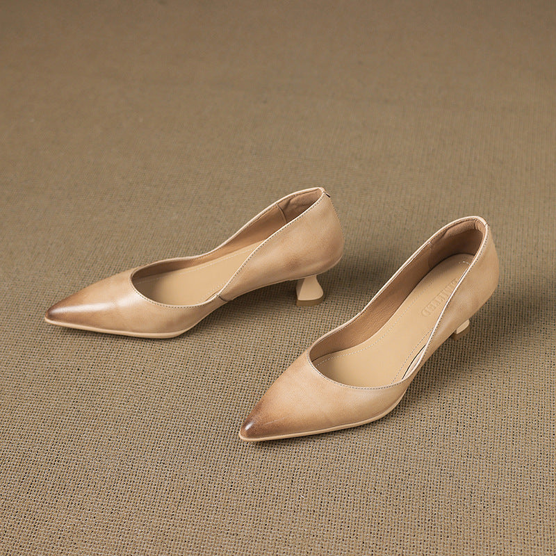 Sienna - Elegant Leather Kitten Heels