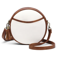Round Vintage Leather-Effect Shoulder Bag - Noelia