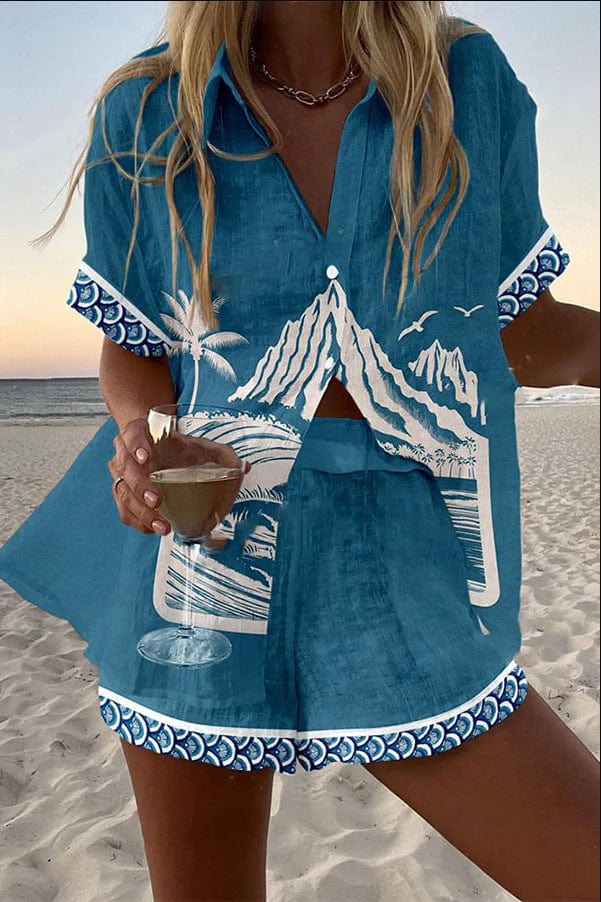 Paige – Linen Shirt & Shorts Set