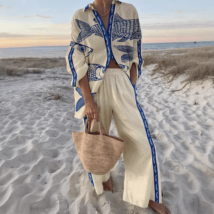 Imelda – Linen Blouse & Trousers Set